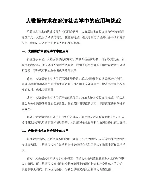 大数据技术在经济社会学中的应用与挑战