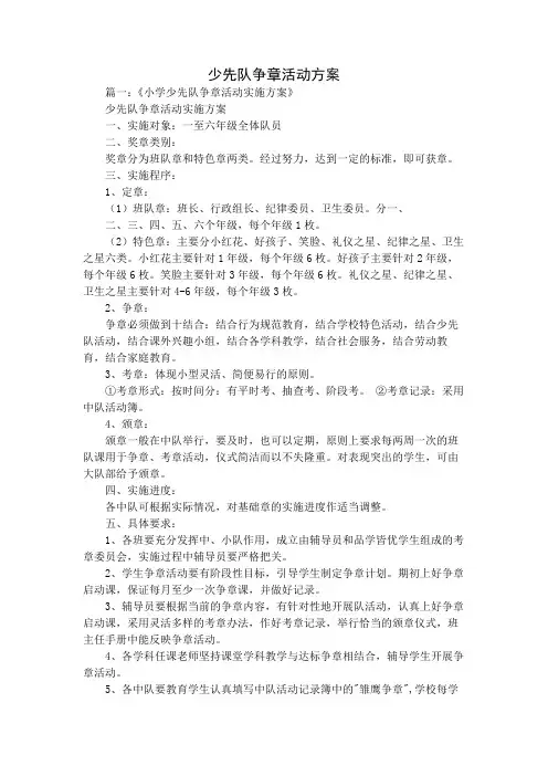少先队争章活动方案