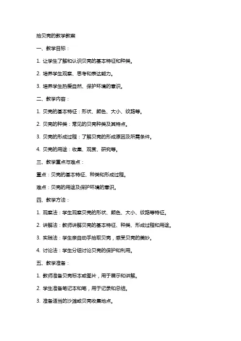 拾贝壳的教学教案