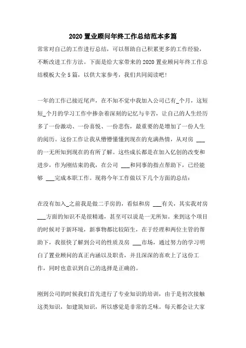 2020置业顾问年终工作总结范本多篇