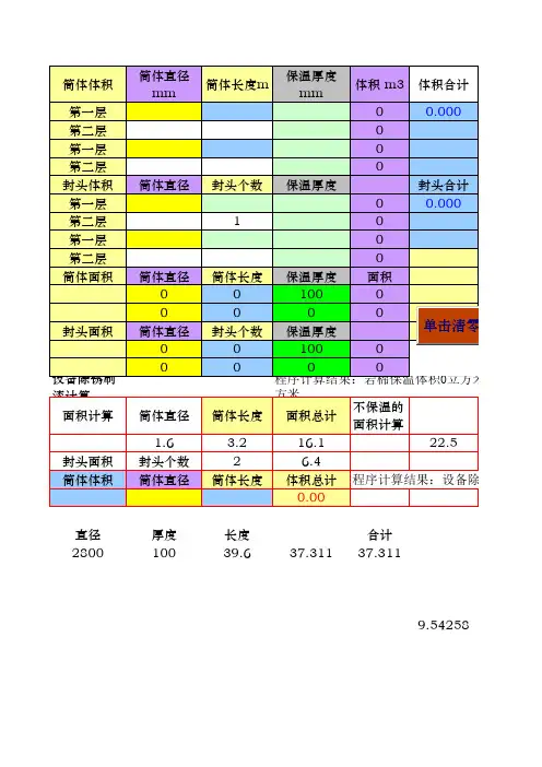 Excel表格管道设备刷漆保温工程量计算软件