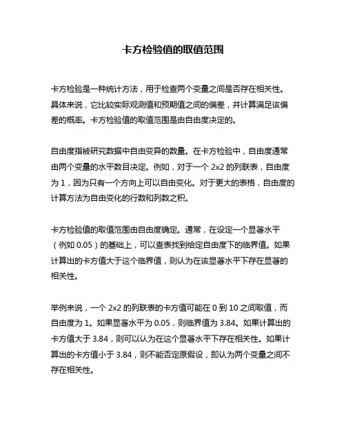 卡方检验值的取值范围
