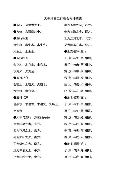 天干地支相合相冲配图