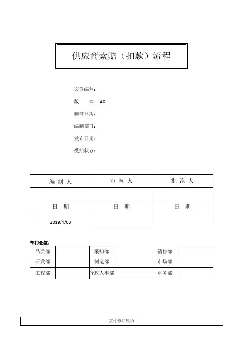 供厂商索赔(扣款)流程