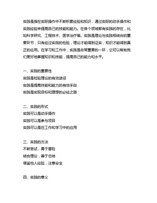 实践 总结 概述 (300字以内)