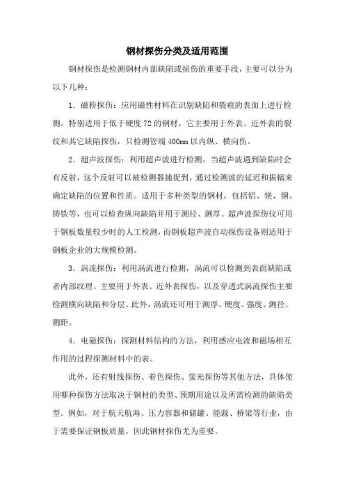 钢材探伤分类及适用范围