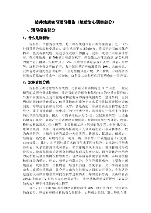 油田地质实习读书报告
