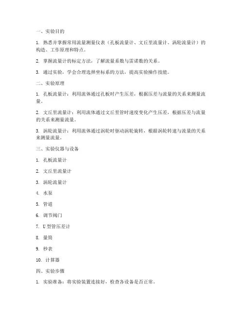 流体流量测定实验报告
