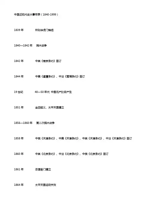 中国近现代史大事年表
