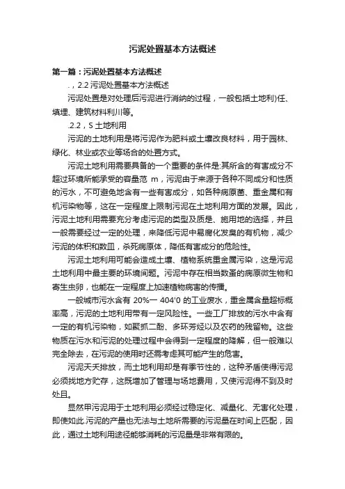 污泥处置基本方法概述