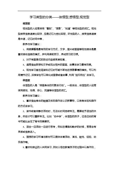 体悟型,感悟型,视觉型
