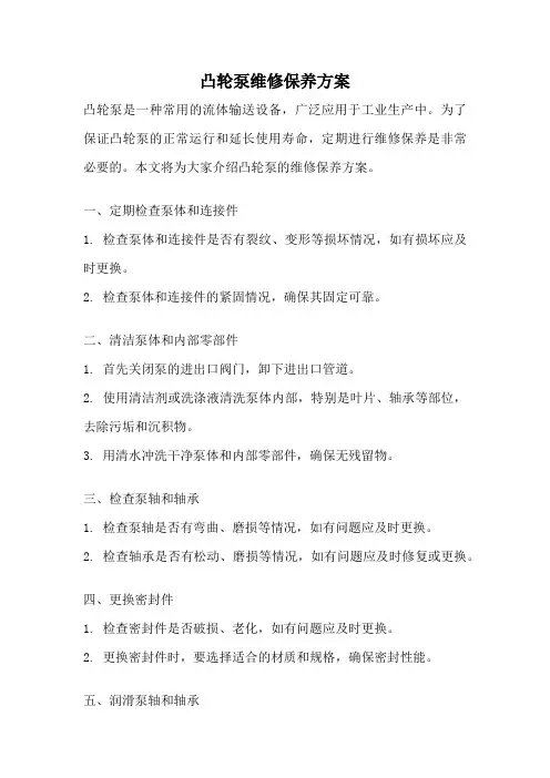 凸轮泵维修保养方案