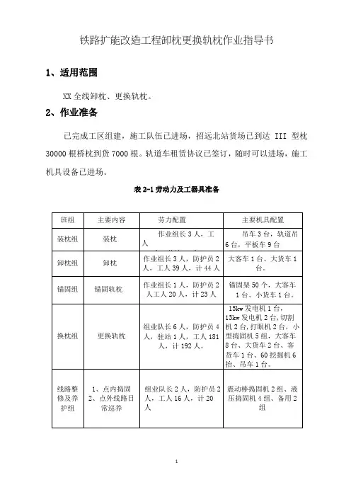 铁路扩能改造工程卸枕更换轨枕作业指导书