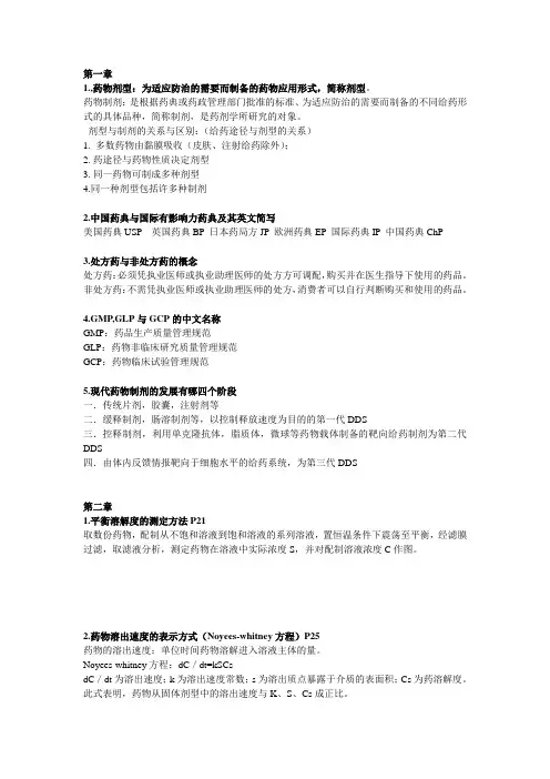 药剂学思考题
