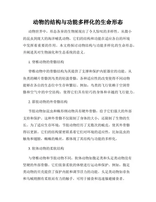 动物的结构与功能多样化的生命形态