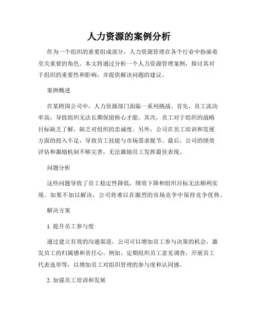 人力资源的案例分析