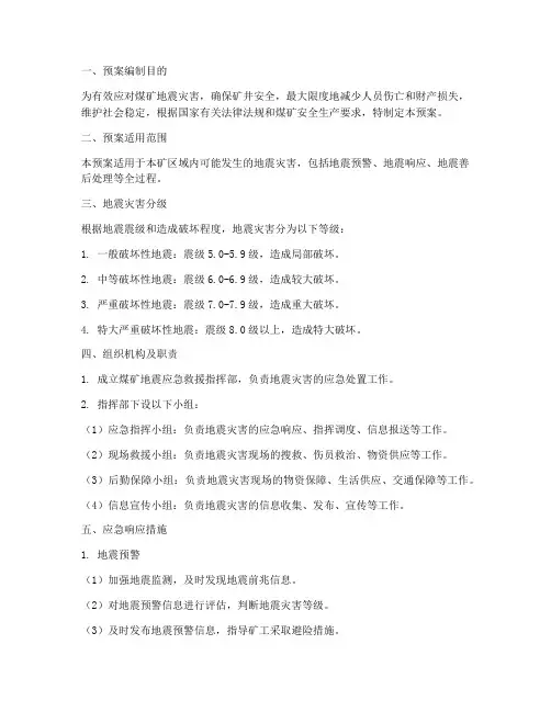 煤矿_地震专项应急预案