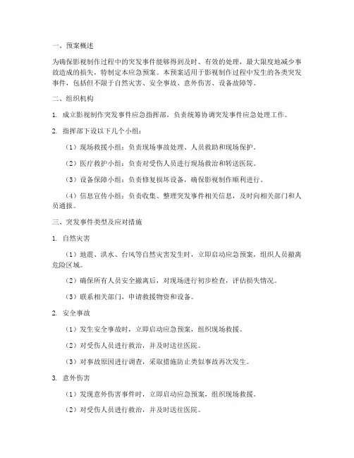 影视制作突发应急预案