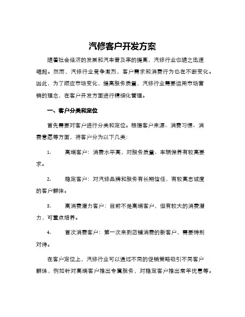 汽修客户开发方案