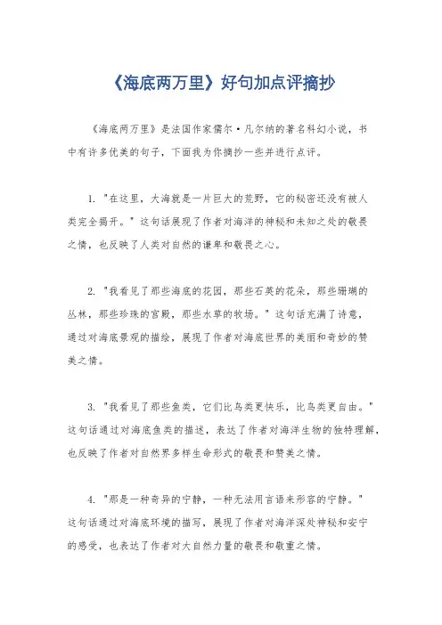 《海底两万里》好句加点评摘抄