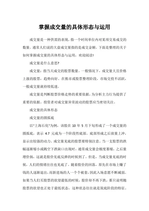 掌握成交量的具体形态与运用
