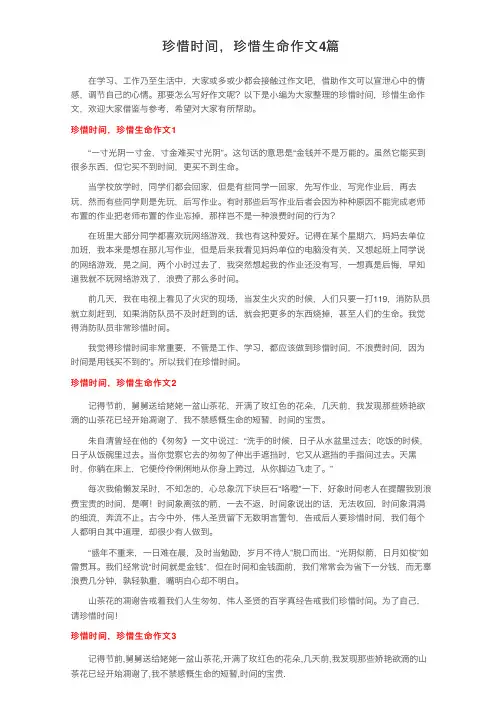 珍惜时间，珍惜生命作文4篇