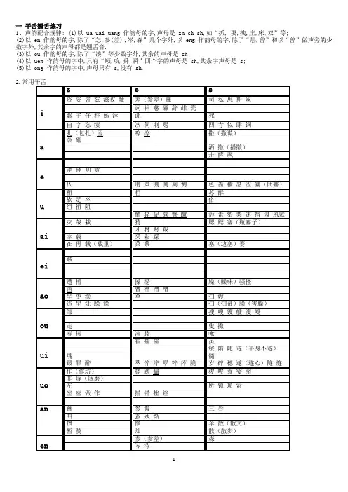 平舌翘舌普通话练习