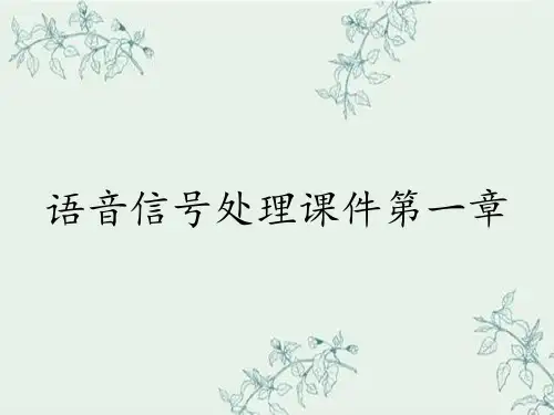 语音信号处理课件第一章