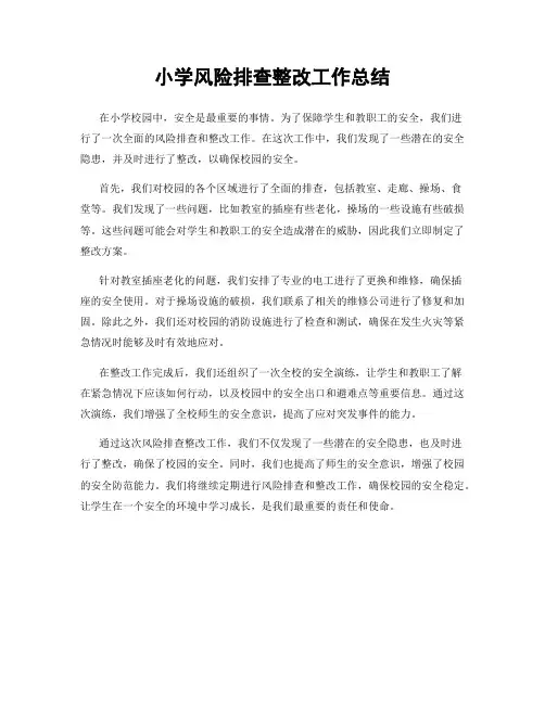 小学风险排查整改工作总结