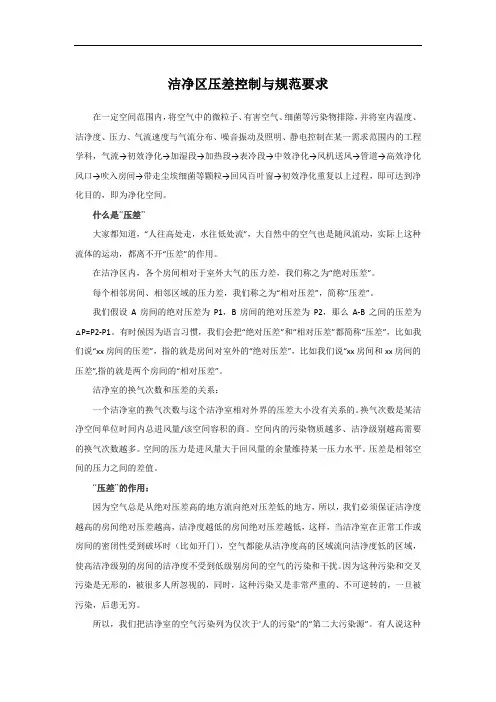 洁净区“压差”的控制与压差规范要求