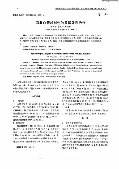 四肢血管战创伤的显微外科治疗