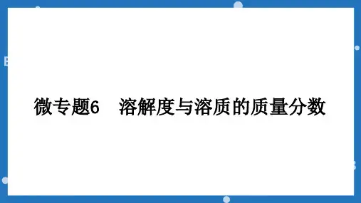 第九单元复习微专题6溶解度与溶质的质量分数九年级化学人教版下册