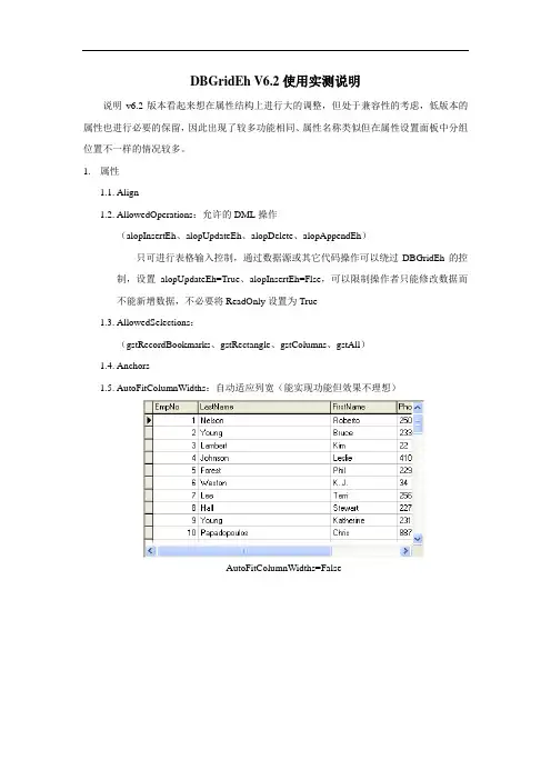 Delphi控件-DBGridEh实测手册(最全DBgridEh说明资料)v6.2