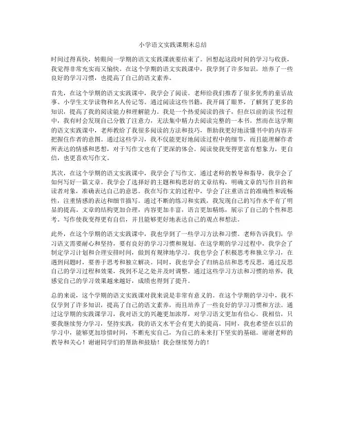 小学语文实践课期末总结