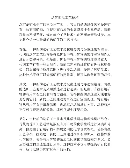 选矿前沿工艺技术