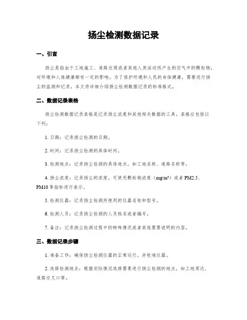 扬尘检测数据记录