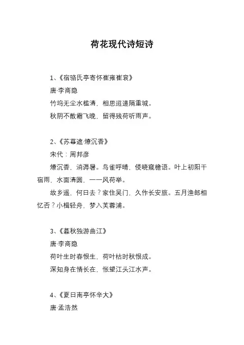 荷花现代诗短诗