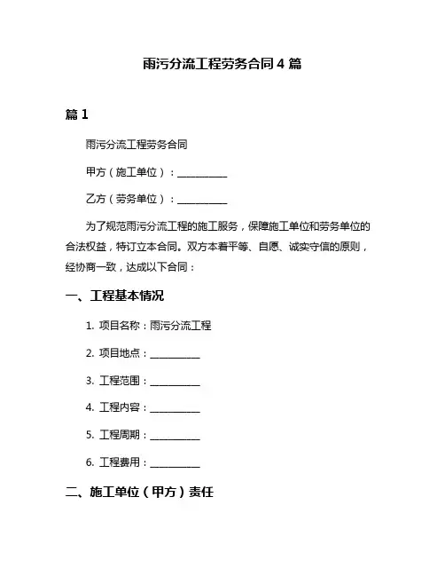 雨污分流工程劳务合同4篇