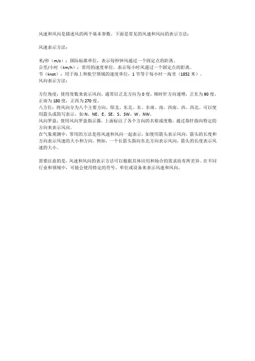 风速风向表示方法