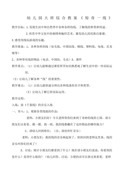 大班整合课程《惊奇一线》