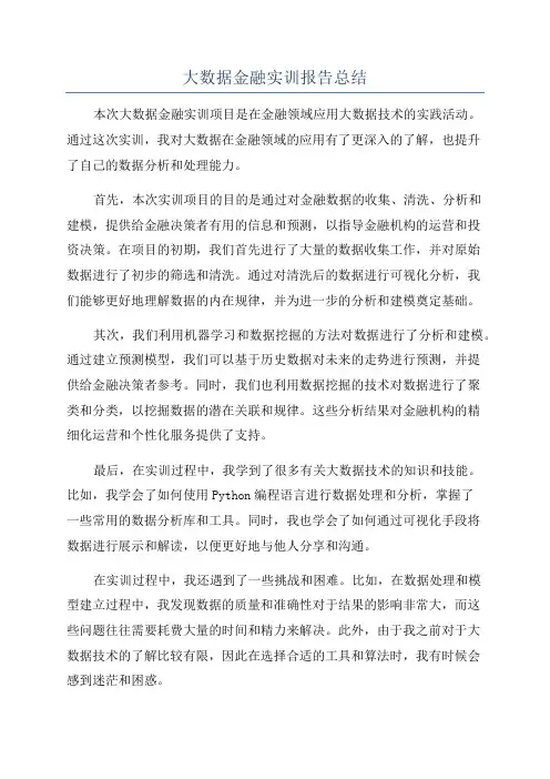 大数据金融实训报告总结