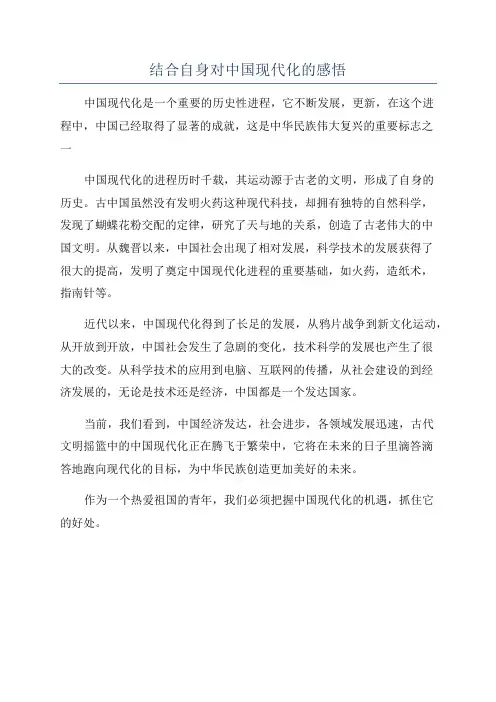 结合自身对中国现代化的感悟
