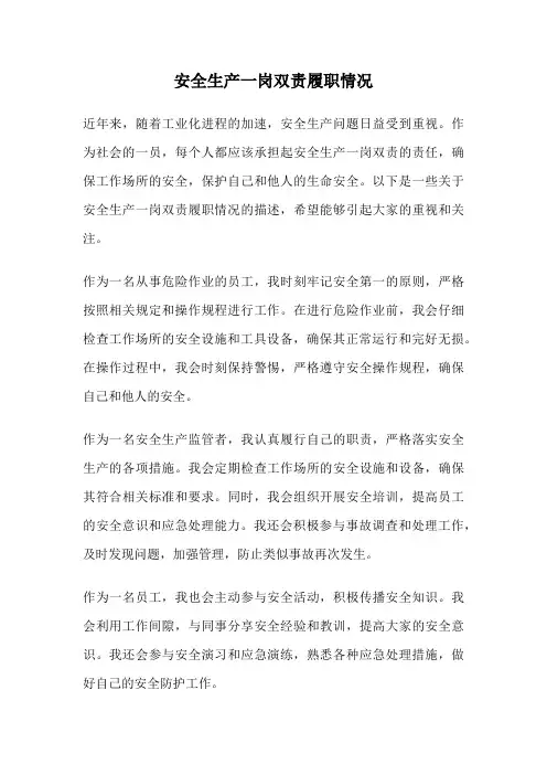 安全生产一岗双责履职情况