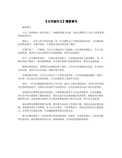 【五年级作文】精彩赛马