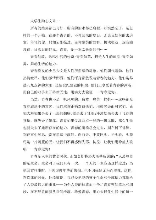 最新大学生励志文章范文5篇精选