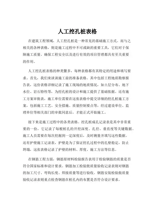 人工挖孔桩表格