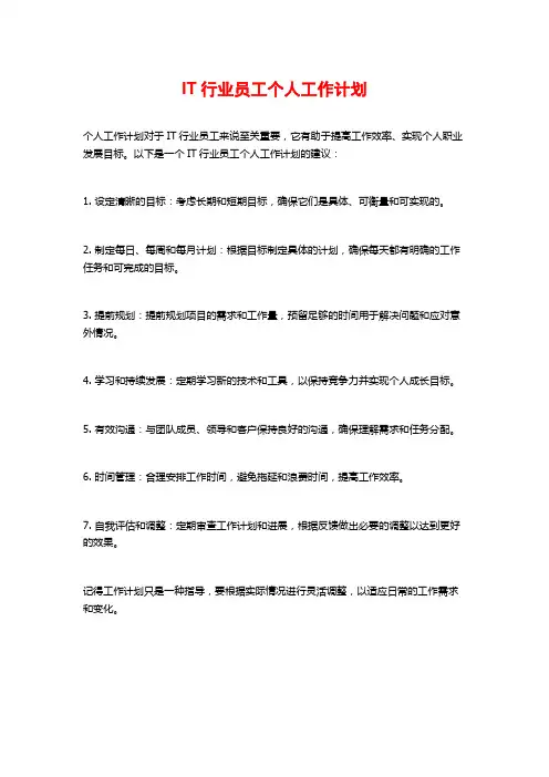 IT行业员工个人工作计划