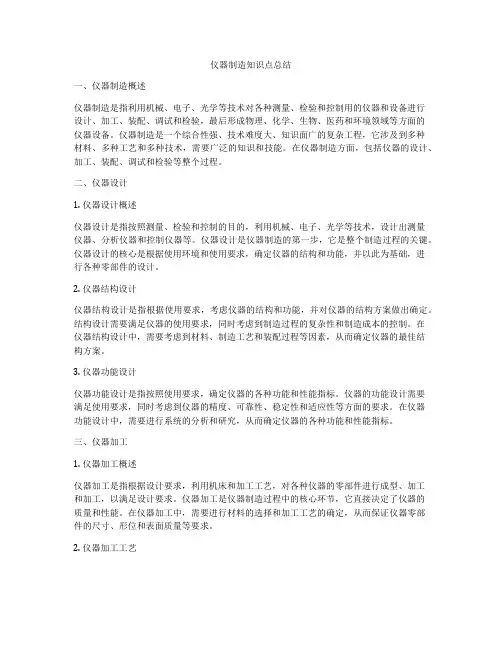 仪器制造知识点总结