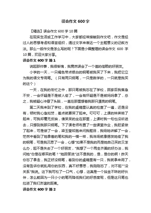 【精选】误会作文600字10篇