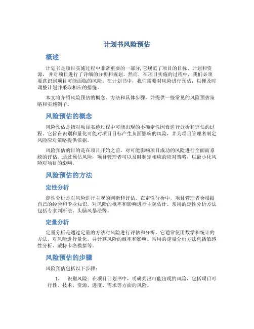 计划书风险预估